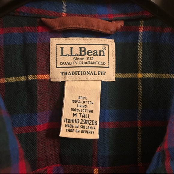 L.L. Bean Flannel Lined Hurricane Canvas Button Down Long Sleeve Shirt Size MT - Picture 5 of 8